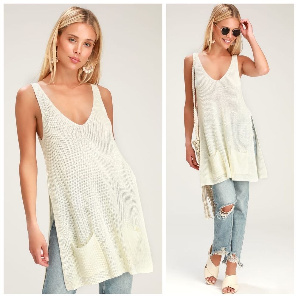 NWT|Jack by BB Dakota Sleeveless Knit Ivory Sweater Tank, MEDIUM